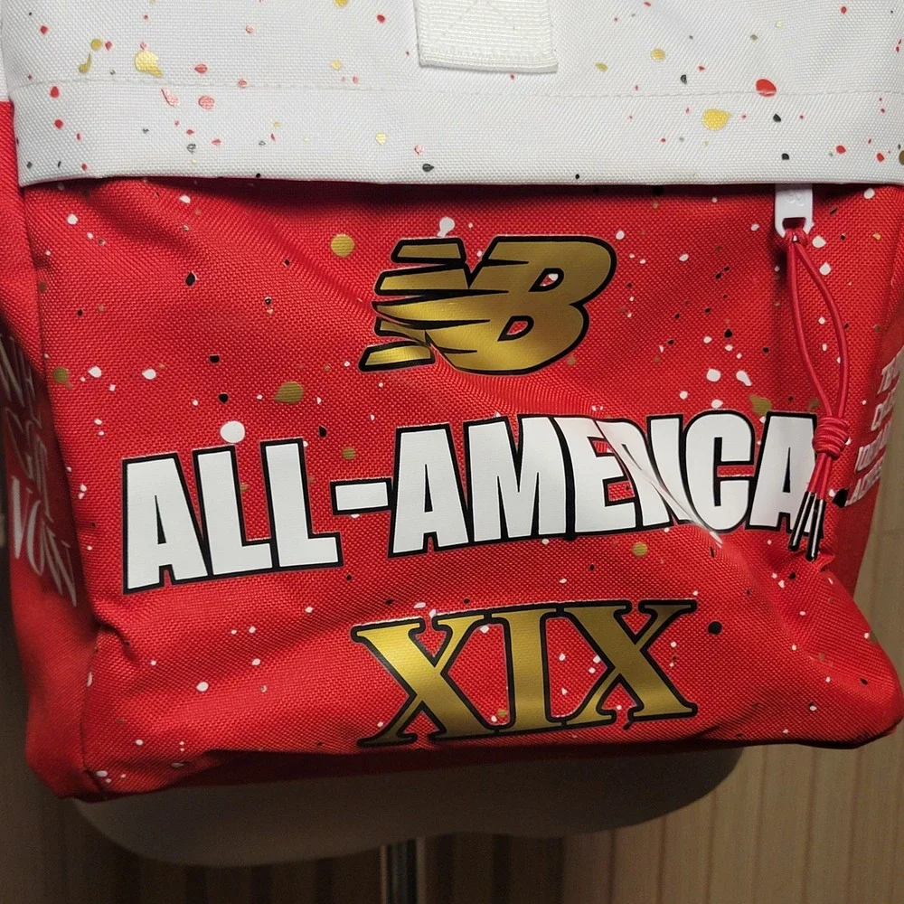 New Balance All-America XIX Lacrosse Backpack White Red Splatter We Got Now Bag